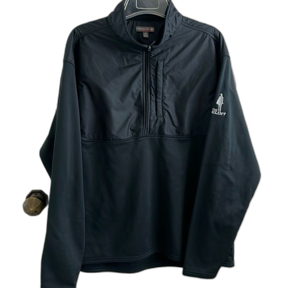 Peter Millar Pullover 1/2 zip Black Cameron Hybrid fleece The Clint Sz XL
